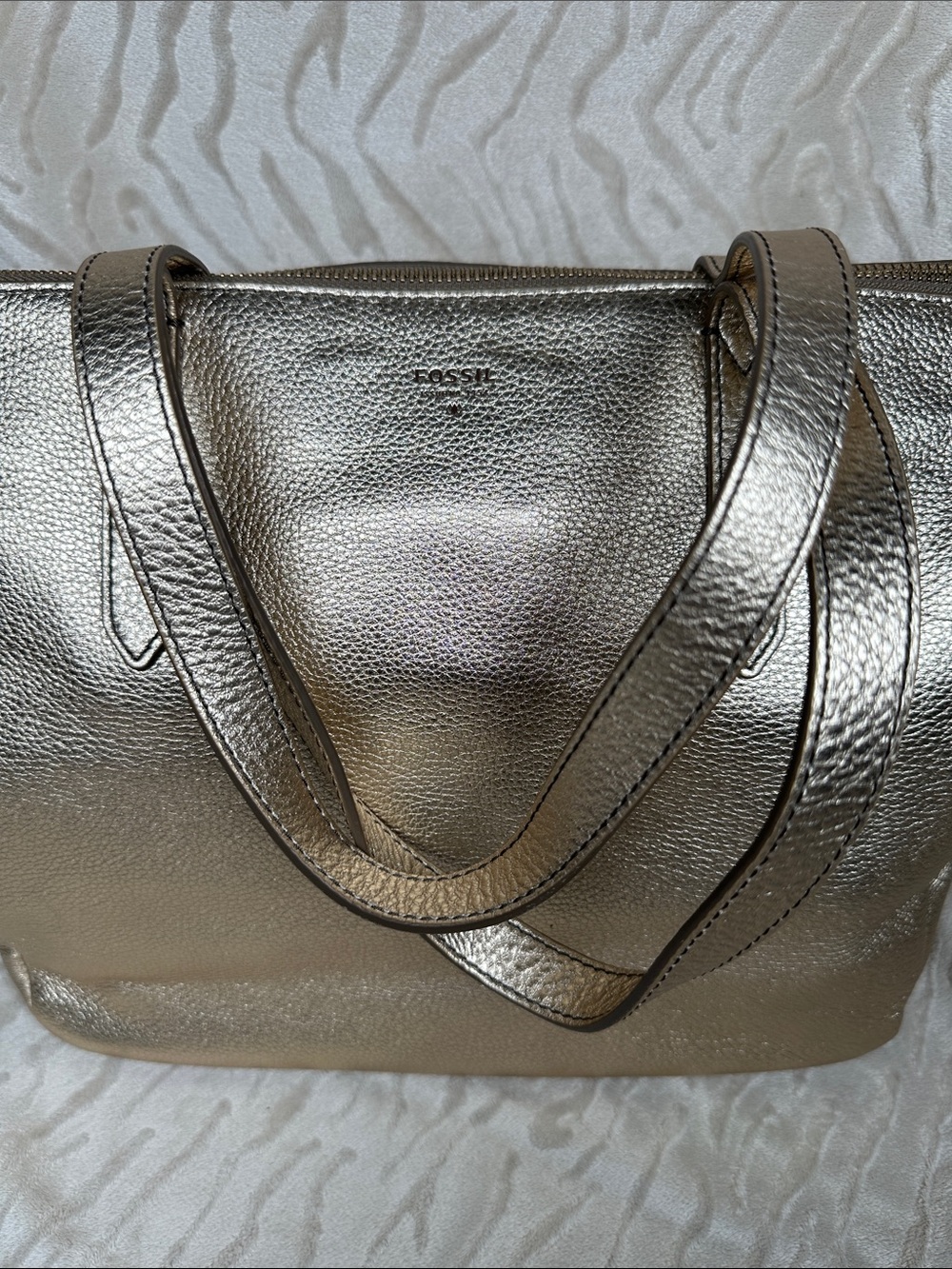 Fossil Metallic Gold Leather Tote